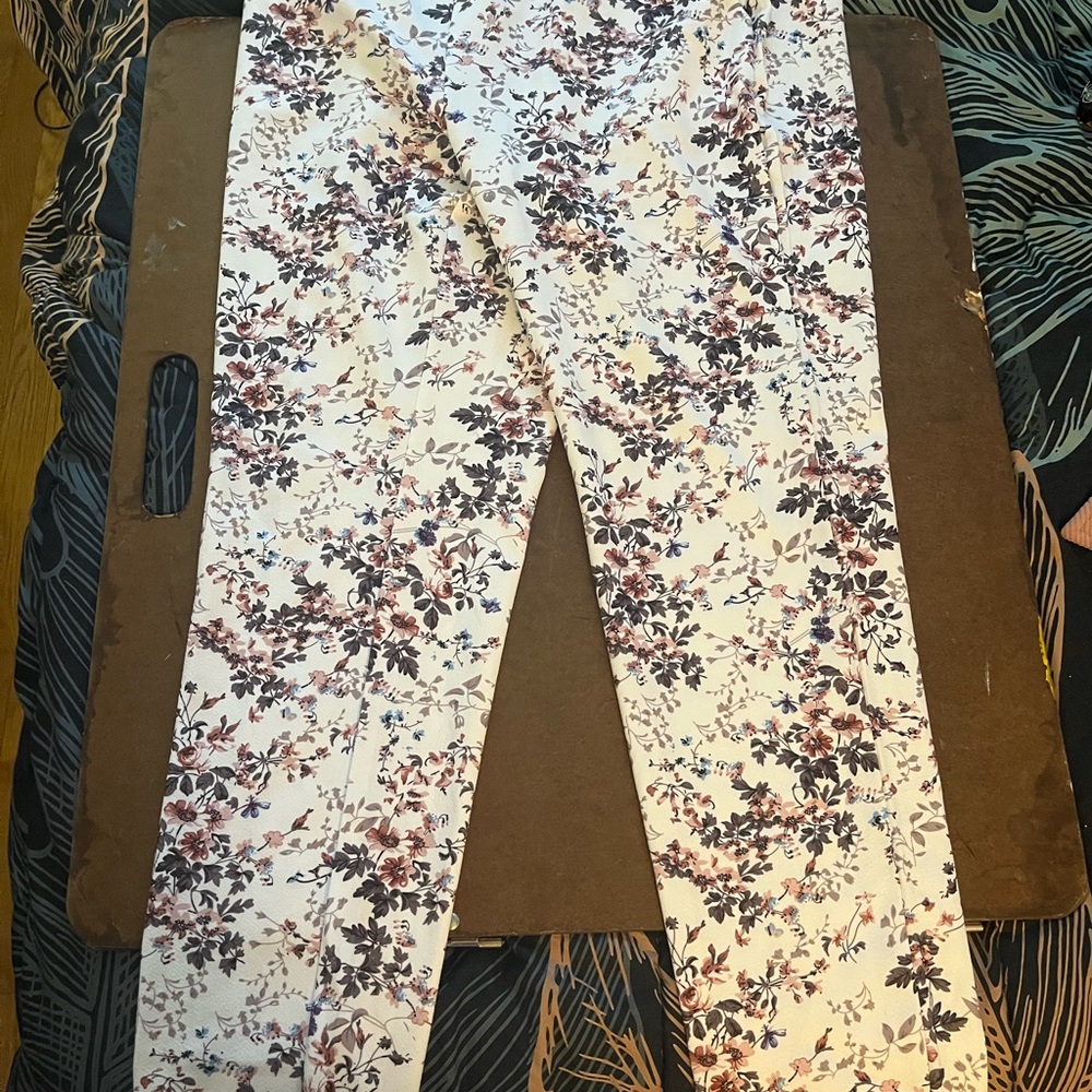 Marshalls Floral Ankle Pants - White and Purple